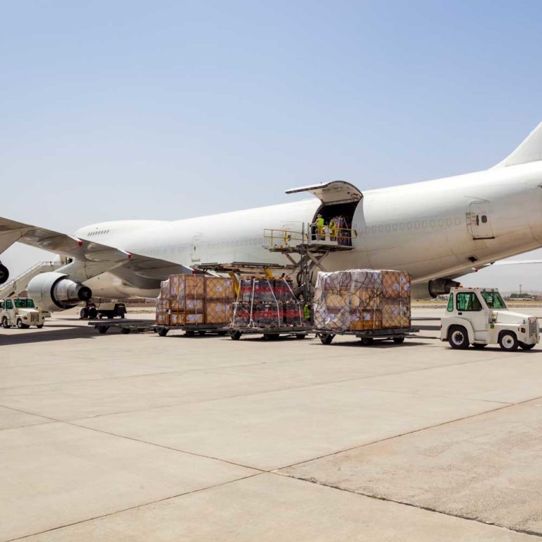 Airplane providing international freight forwarding and shipping solutions