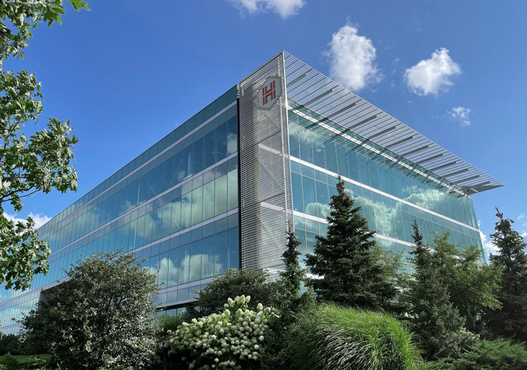 Hub Group headquarters against blue sky